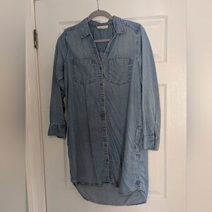 Chambray Shirtdress Beach Lunch Lounge XS Denim Soft Cozy Broken In With Pockets